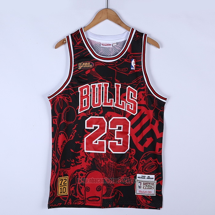Camiseta Chicago Bulls Michael Jordan #23 Mitchell & Ness Hebru Brantley Negro